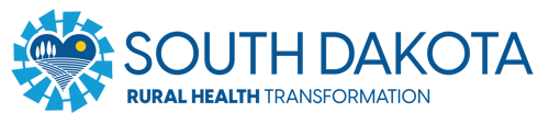 South Dakota Rural Health Transformation Logo - Azure windmill with Darker Blue Heart in center