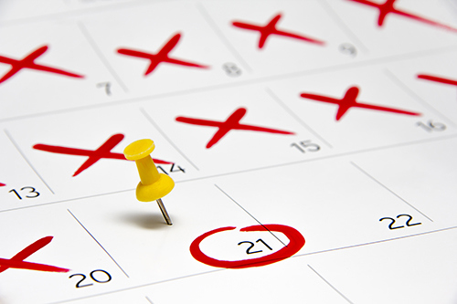 Calendar marking 21 days after travel