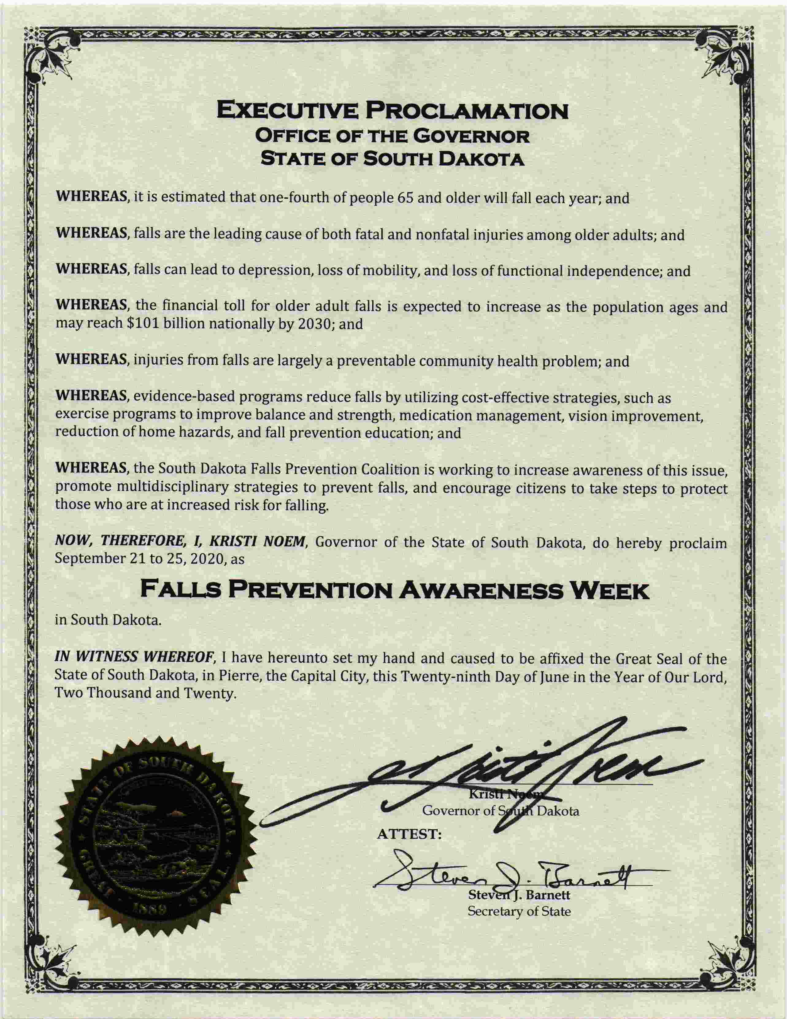 Fall Prevention Coalition  South Dakota Department of Health