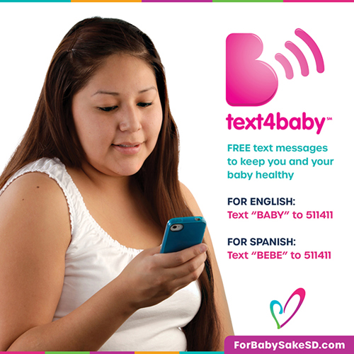 text4baby: free text messages to keep you and your baby healthy. For English: Text "baby" to 511411. For Spanish: Text "bebe" to 511411.