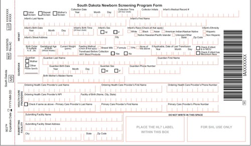 Newborn Screening Blood Spot Collection Card Example