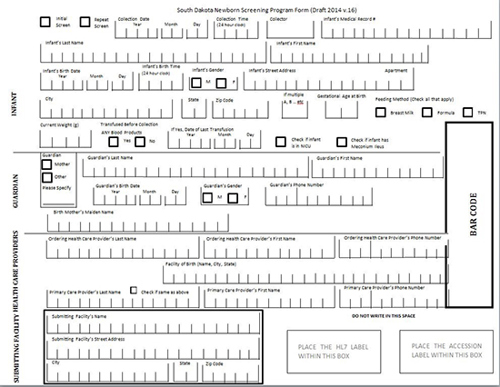 Newborn Screening Blood Spot Collection Card Example